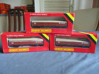 Hornby Oo Gauge 45 Ton Gwl Open Wagons Railfreight With Wood Loads R235 X 3