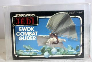 Vintage Star Wars Rotj Boxed Mini Rig Ewok Combat Glider Afa 80