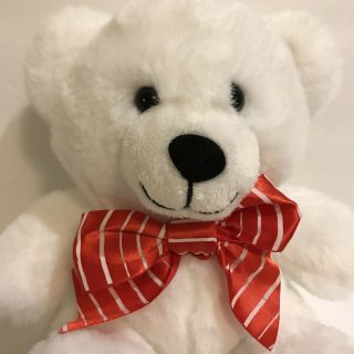 DAN DEE Collector ' s Choice Soft White Teddy Bear Stuffed Plush Animal w/ Red Bow 2