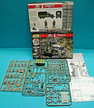Heller 1/72 Wwii Us Gmc Cckw 353 Truck Uhq Model & Us Army 25 Figs Bagged Kit