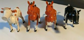 Vintage Fisher Price Farm Animals 3 Horses - 1 Cow
