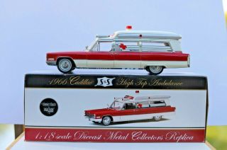 Sunset Coach By Precision 1966 Cadillac S&s High Top Ambulance 1/18 Diecast Mib