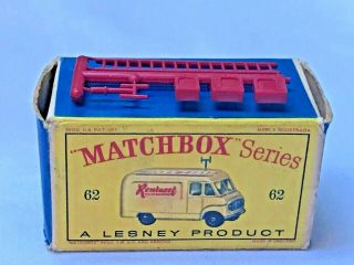 VINTAGE Matchbox Lesney No 62 TV Service Van BOX & ACCESSORIES ONLY 2