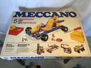 Meccano Set No 5 Motorised.  1970’s.  Blue And Yellow