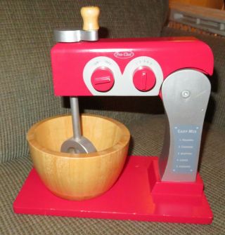 Pottery Barn Kids Wooden Kitchen Aid Type Mixer Red & Natural Wood Color
