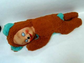 Vintage 1950s Rushton Gund Rubber Face Sleeping Bear Stuffed 16 " Long - Loved
