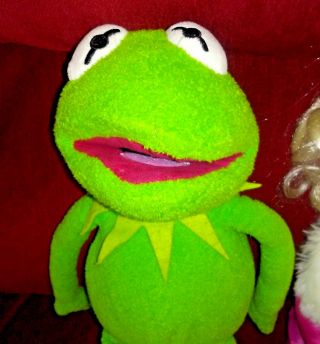 Disney Store The Muppets KERMIT & MISS PIGGY Green 16in Pink 19 in Soft Plush 3