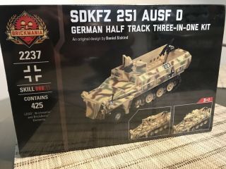 Brickmania Wwii German Sdkfz 251 Ausf D Camo Half Track Three In One Ww2 Lego