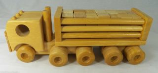 Big Wooden 2 Piece 18 Wheeler Cargo Truck 15 " Well Made Wood Toy Tractor Trailor