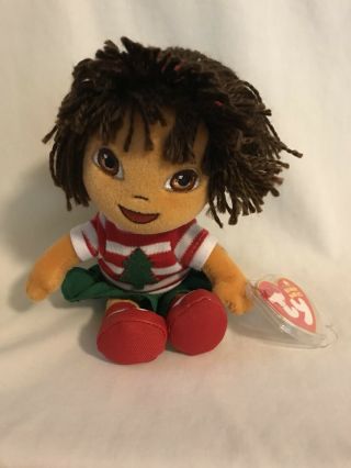 Ty - Dora The Explorer - Holiday Christmas Outfit Beanie Baby Plush Doll