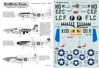 Aeromaster Decals 1/48 P - 51d Mustang 20th Fg 355th Fg 352nd Fg 361st Fg (usaaf)