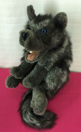 Folktails Big Bad Wolf Hand Puppet Plush Gray W/ Blue Eyes,  Large Folkmanis