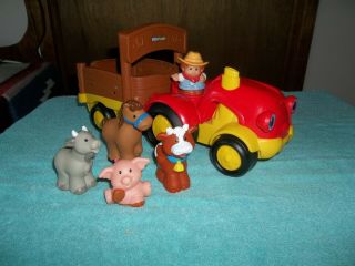 Fisher Price Little People Farm Animals And Tractor Wagon Farmer