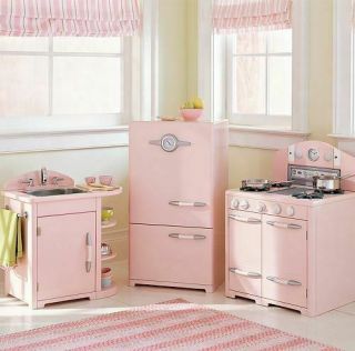 Pottery Barn Kids Pink Retro Kitchen Oven & Fridge And Sink Set