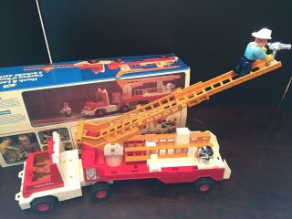 Vintage Fisher Price Husky Helpers Fire Truck Hook & Ladder 319 Fireman Boxed