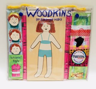 Pamela Drake Woodkins Doll Emily Fashion Plate Dress Up Kids Wooden Toy Of Year