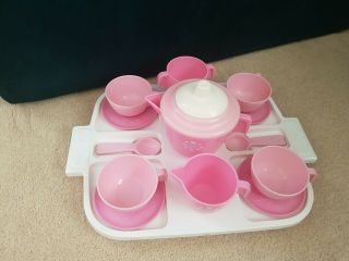 Fisher Price Fun Food Pink Tea Set With Tray 1980s Heart