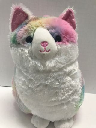 Kelly Toy Tie Dye Fat Cat Kitten Plush Stuffed Animal Rainbow Pastel 10 "
