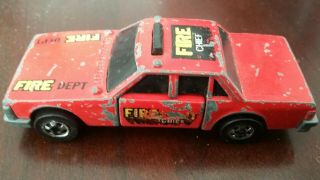 1983 Vintage Hot Wheels Crack Ups Fire Dept Chief Red Car