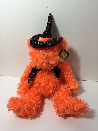 Halloween Orange Teddy Bear Witch Feista Plush Stuffed Animal 18 "