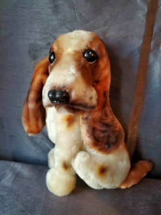 Vintage Kamar Basset Hound Plush Puppy Dog Toy 9 " Stuffed Animal Mohair Japan
