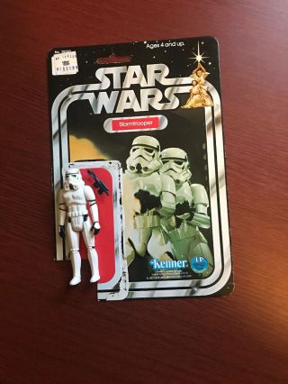 Vintage Star Wars 12 Back Stormtrooper Card Back 1977 W/ Weapon Figure
