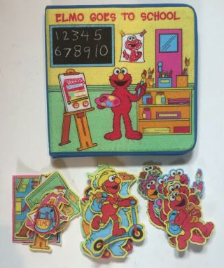 Elmo Goes To School Felt Interactive Playset Book With 25 Felt Cutouts