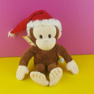 Applause Santa Curious George Plush Monkey Stuffed Animal Russ 12 " Christmas