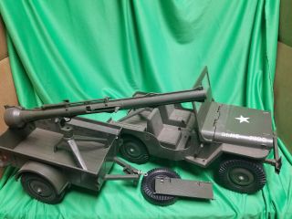 Vintage Gi Joe Jeep With Trailer And Gun For 12 Inch Action Figures 8b2