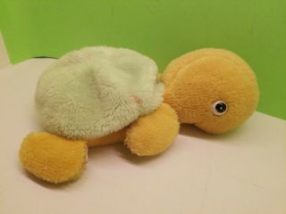 Vtg Plush Mommy Zipper Turtle Yellow Green W 1 Babie California Stuffed Toy Co