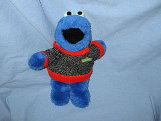 Applause Plush Cookie Monster Muppet 12 " Blue Doll Sweater Sesame School Days 3,