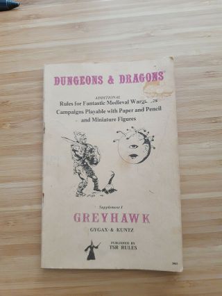 1979 Tsr Dungeons And Dragons Greyhawk Supplement I