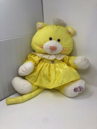 Vintage 1986 Puffalump Yellow Cat Dress Fisher Price Quaker Oats 17 " Plush Nylon