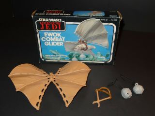 1983 Star Wars Ewok Combat Glider Complete W/ Box Kenner Rotj Jedi Endor