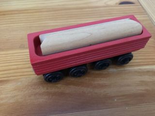 1999 Learning Curve Thomas Train Wooden Retired Red Sawmill Log Car