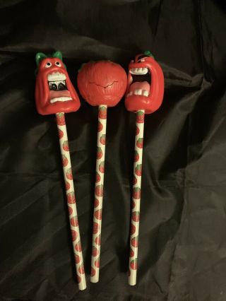 Rare 1991 Applause Attack Of The Killer Tomatoes Spitball Pencils Madballs
