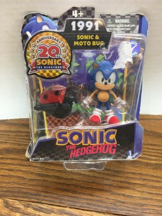 Jazwares Sonic The Hedgehog 20th Anniversary Sonic & Moto Bug - - Card Flaws