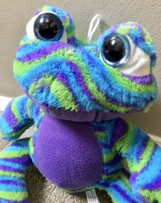 The Toy Factory Plush Purple Blue Green Frog Froggy 13 " Stuffed Animal Usa Vguc