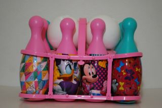 Disney Junior Minnie Mouse Bowtique 13 Piece Toy Bowling Set Blue - Nip - Read