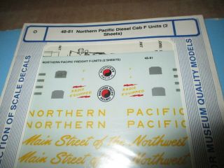 O Scale Microscale Decals 48 - 81 Northern Pacific Diesel Cab F Units 2 Sheets