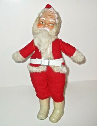 Vtg 10 " My Toy Rushton Santa Claus Rubber Face Plush Christmas Doll Figure W Sac