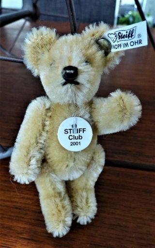 Steiff Teddy Bear Club 2001 Member Gift Fully Jointed Mohair White Tags