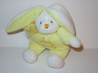 Dan Dee Jesus Loves Me Musical Bunny Rabbit Plush Yellow Baby Toy Prayer Singing