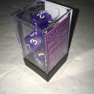 Chessex Polyhedral 7 - Die Borealis Dice Set Purple W/white Chx - 27407 D&d