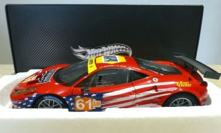 1/18 Hot Wheels 2012 Ferrari F458 Italia Gt2 Le Mans 61.  And Boxed.