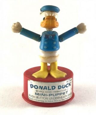 Vtg Donald Duck Mini Puppet Push Button Walt Disney Kohner Bros No.  3990