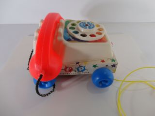 Vintage Fisher Price Chatter Phone Telephone 747 1961 Pull Toy 3