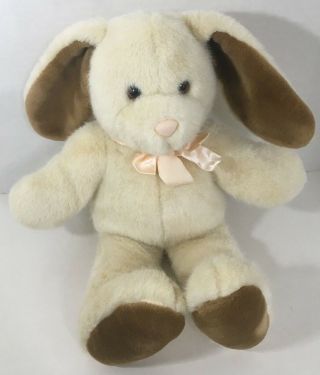 Dakin Bunny Rabbit Plush Cream Beige Tan Brown Peach Pink Bow Stuffed Vintage