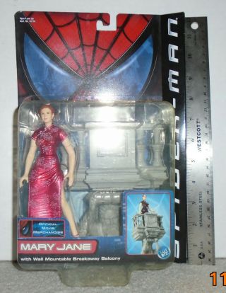 Marvel Spider - Man:mary Jane Figure W/ Wall Mountable Breaking Balcony:toybiz:nib