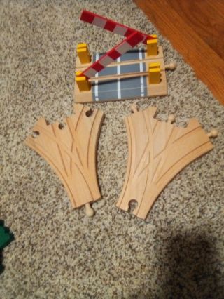Set Of 2 Thomas The Train Wood Wooden Brio Compatable 3 Way Switch Track & Cross